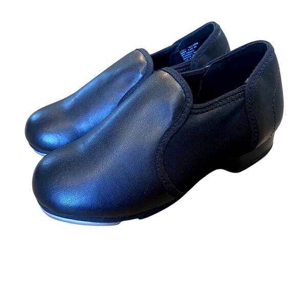 Weissman Toddler Black Slip On Stretch Tap Dance Shoe 11C - Picture 1 of 12
